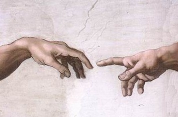 Hands_of_God_and_Adam from The Creation of Adam -- Michelangelo. The Sistine Chapel ceiling, Rome, Italy, painted by Michelangelo between 1508 and 1512, is a cornerstone work of High Renaissance art.